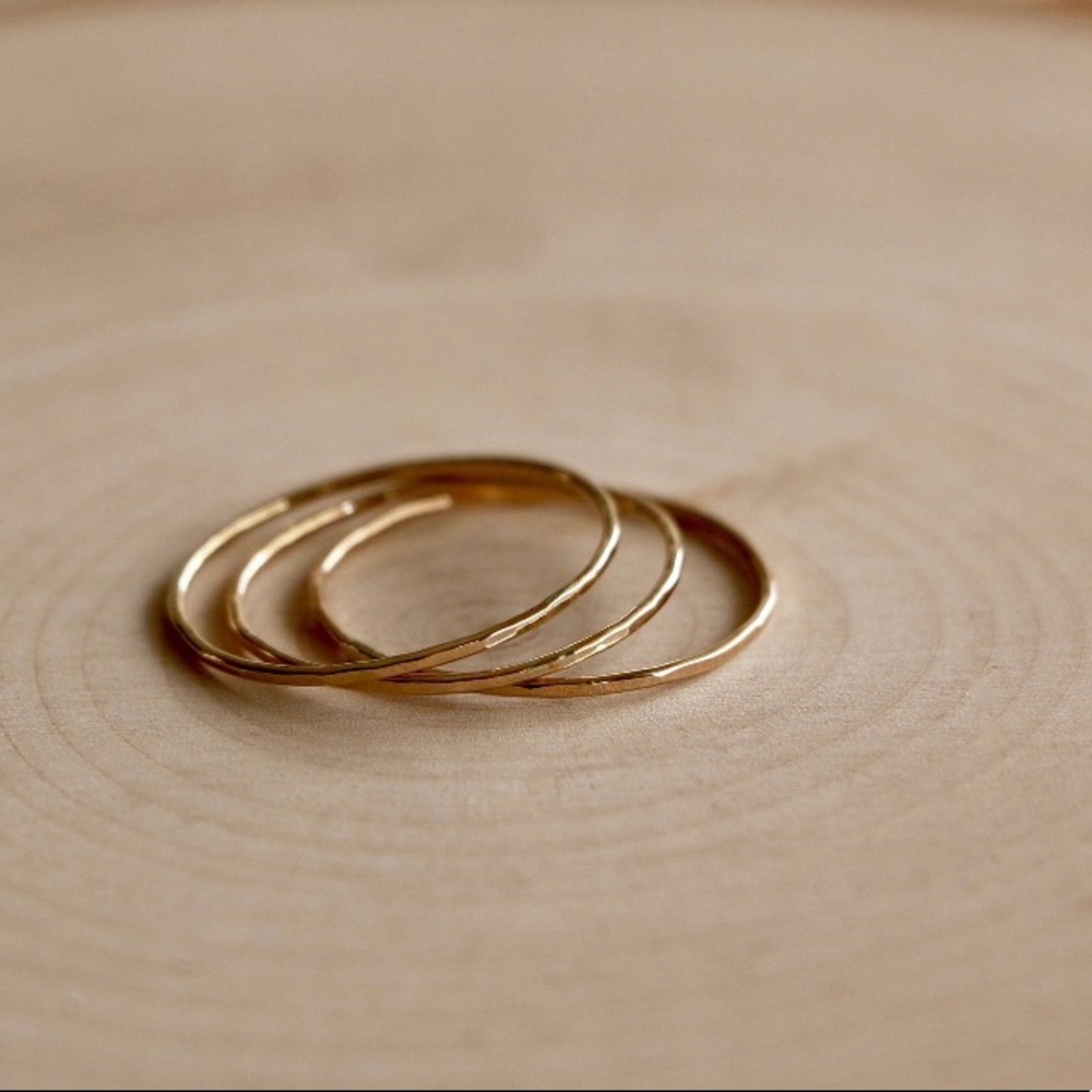 Set of 4 solid 14k gold stacking rings